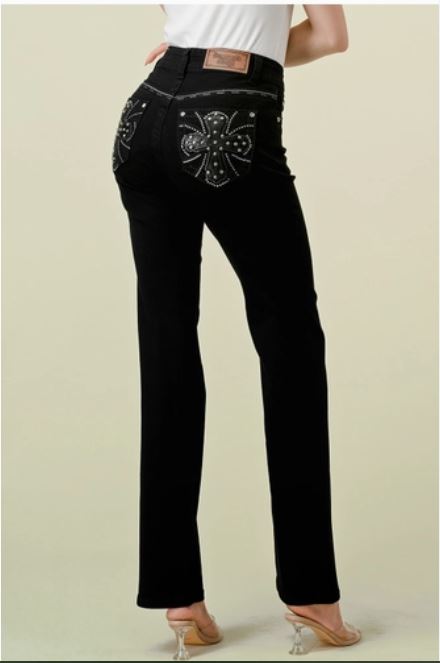 Westfield Eagle Embellished Pocket Bootcut Embroidered Stretchy Bling Jeans