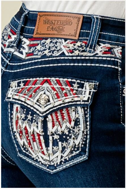 Westfield Eagle WT-701 Bootcut Embroidered Stretchy Bling Jeans