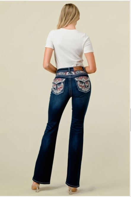 Westfield Eagle WT-701 Bootcut Embroidered Stretchy Bling Jeans