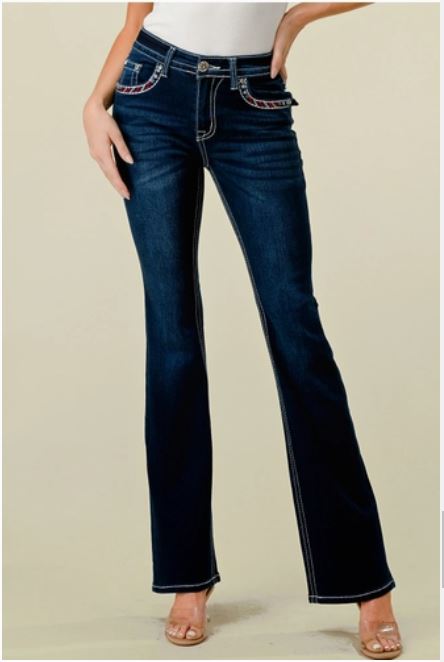 Westfield Eagle WT-701 Bootcut Embroidered Stretchy Bling Jeans