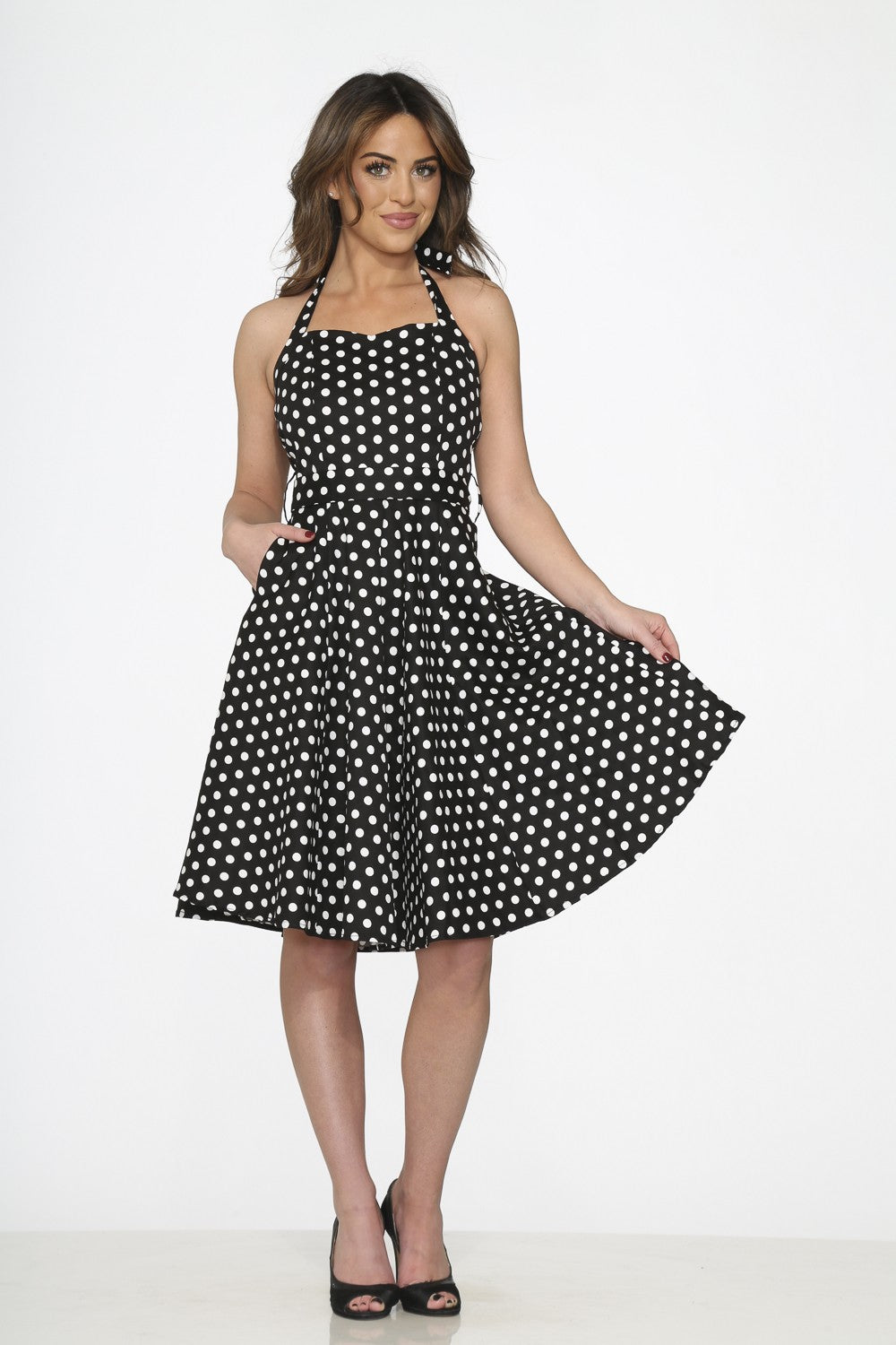 Black Polka Dot Swing Dress