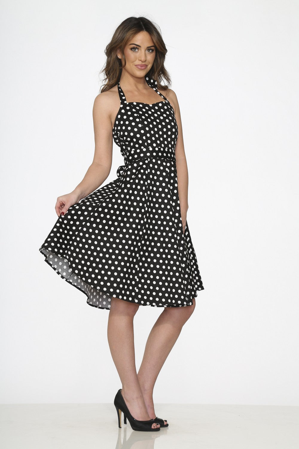 Black Polka Dot Swing Dress