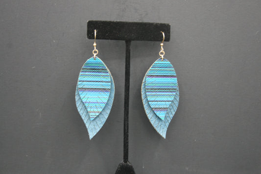 Dual Layer Leather Leaf Earring