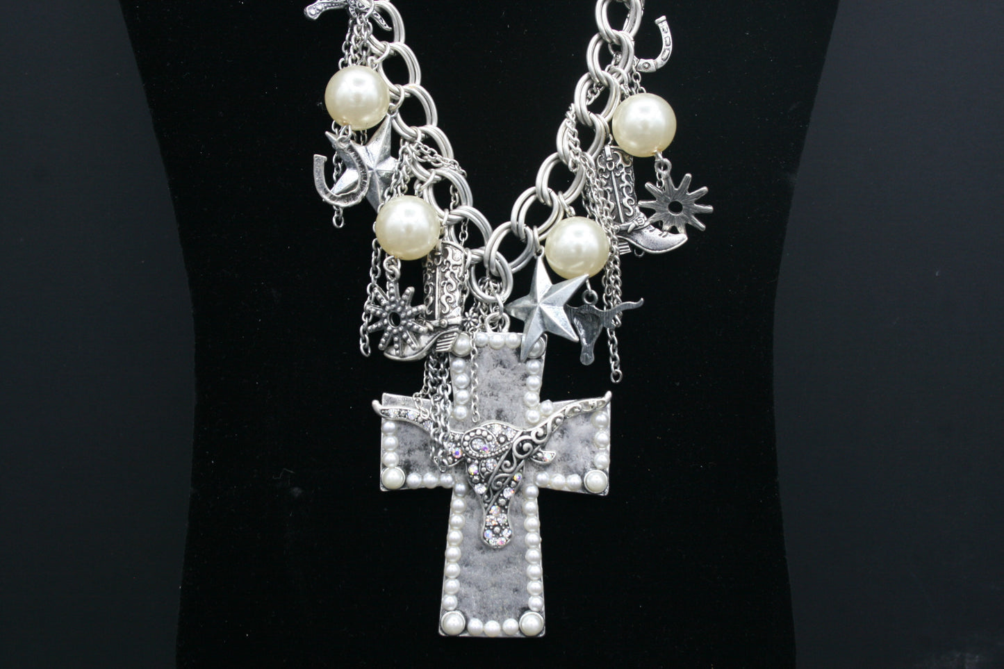 Longhorn Cross Necklace and Earring Set