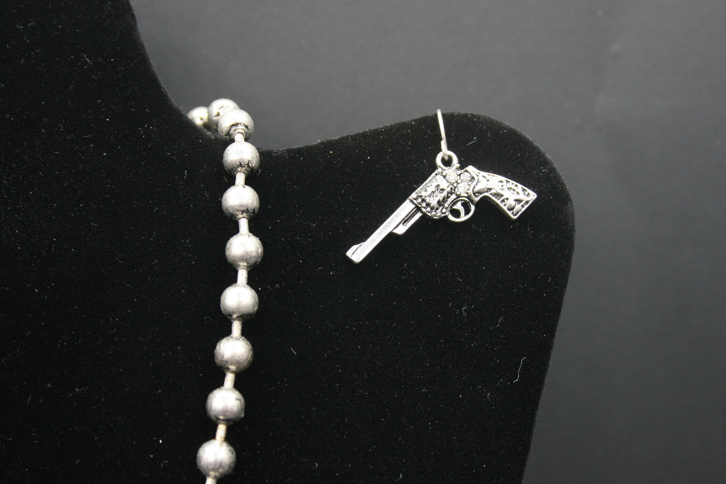 Rhinestone Pistol Necklace and Earring Set