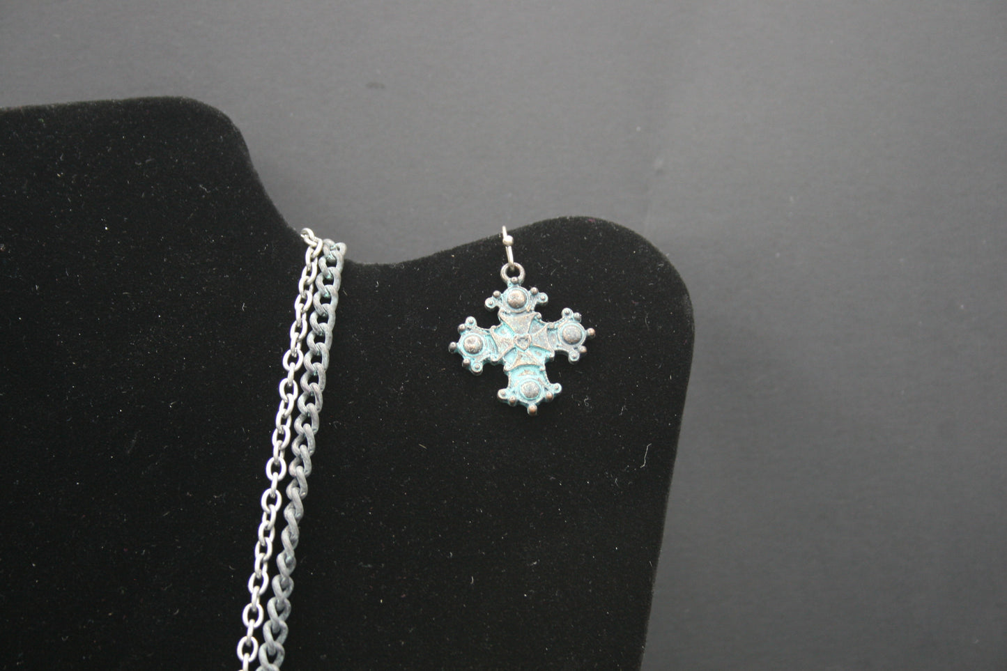 Turquoise Abstract Cross Necklace and Earring Set