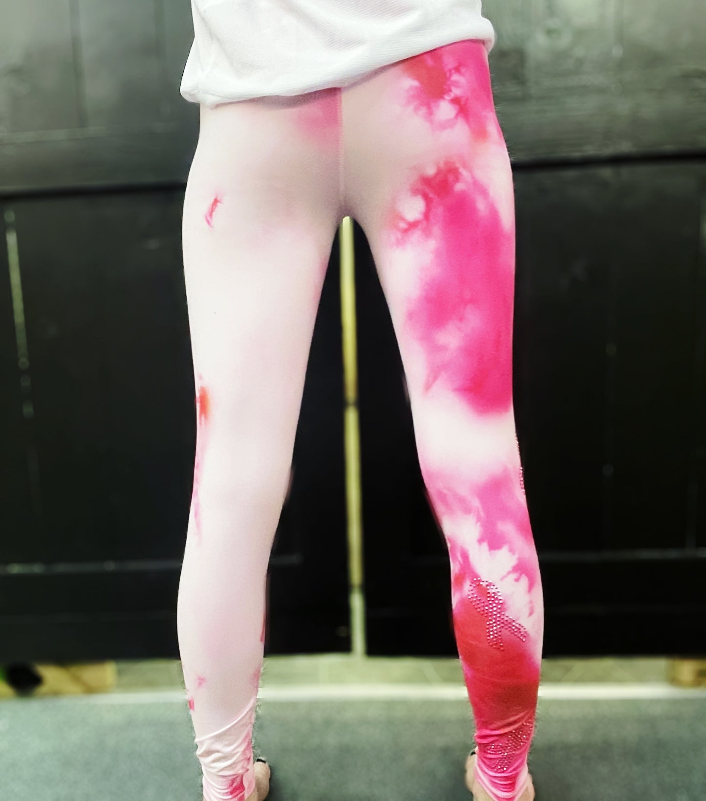 Outlaw Faith Wear Pink Ribbon Awareness Tie-Dye Athletic Leggings