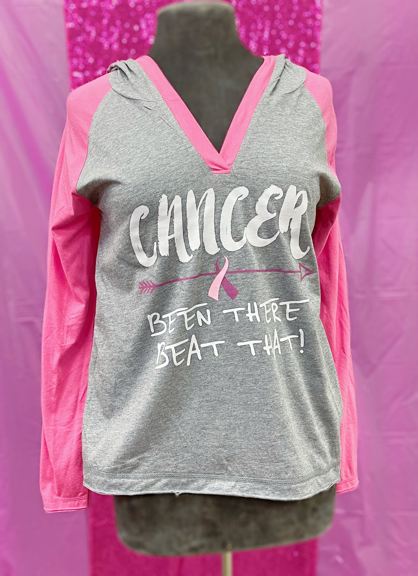 Outlaw Faith Wear Been There Beat That Dark Pink Grey Hooded Top