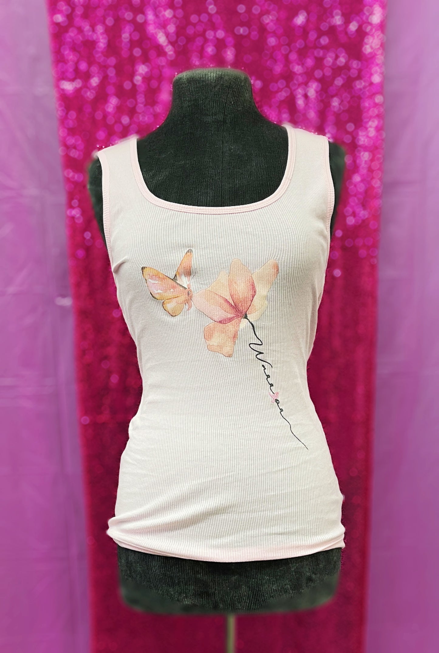 Pink Warrior In Flower Stem Tank Top