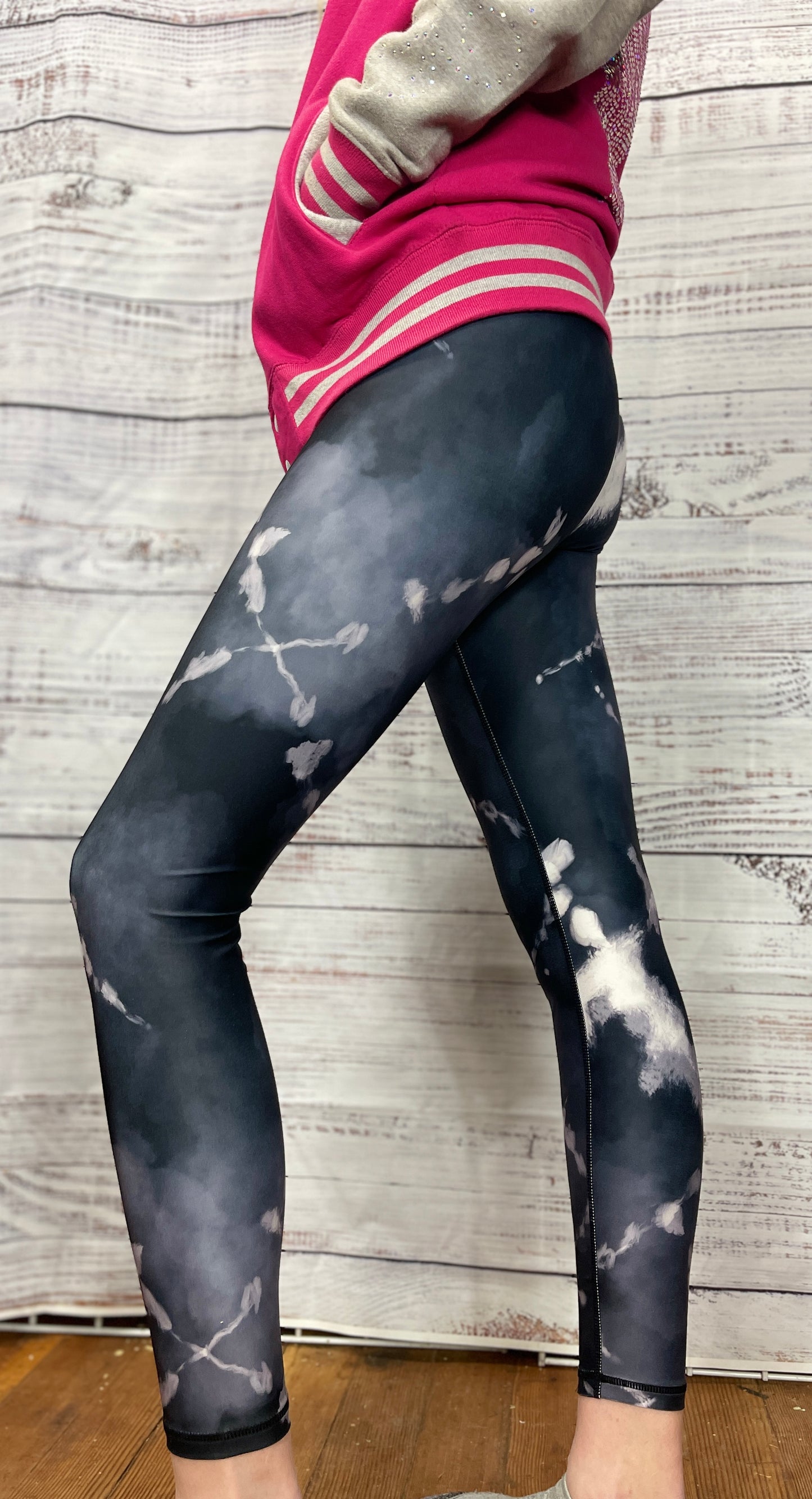 Grey/White Tie Dye Yoga Legging