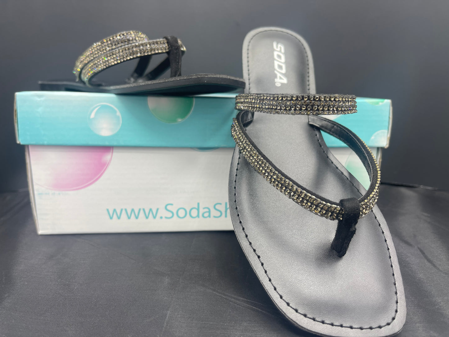 Two Strap Rhinestone Sandal