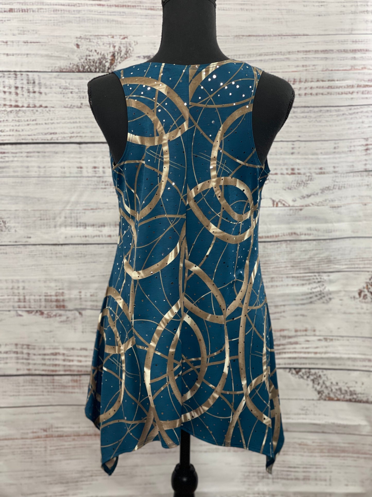 Teal with Bulgari Glitter Shark-bite Flowy Tank