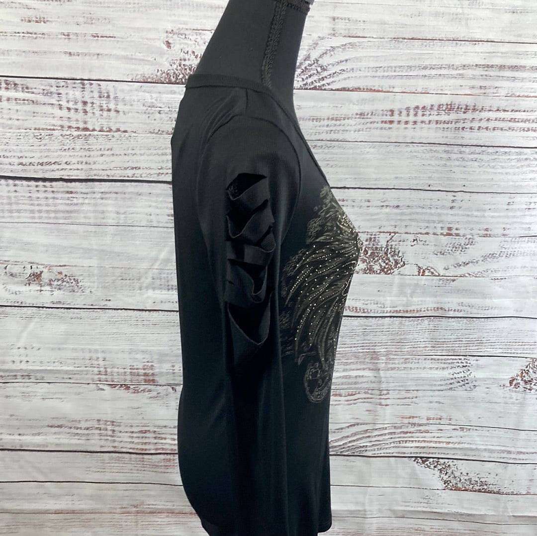 Vocal Embellished Wings Long Sleeve Top