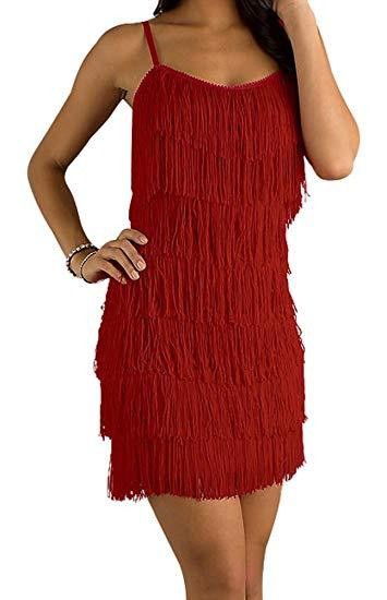 Women's Short All-Over Fringe Flapper Dress