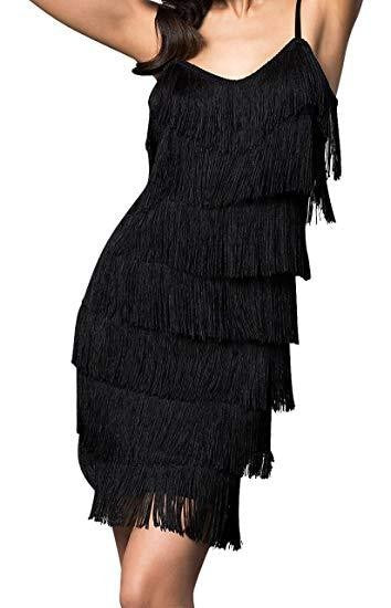 Women's Short All-Over Fringe Flapper Dress
