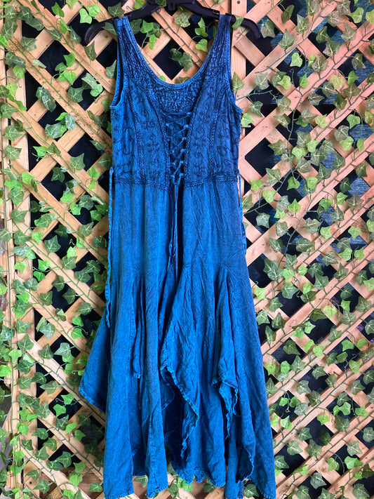 Flower Handkerchief Blue Dress