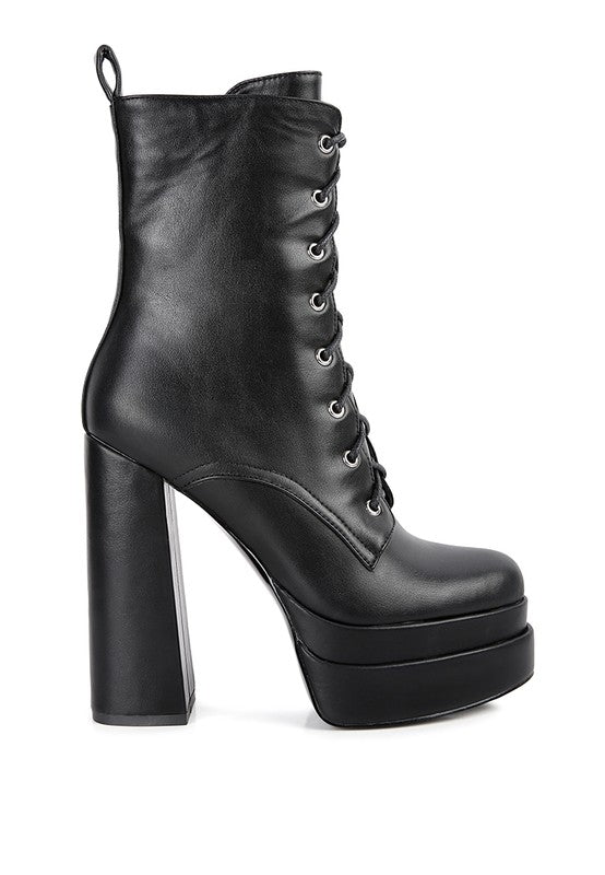 Meows Faux Leather High Heeled Ankle Boots