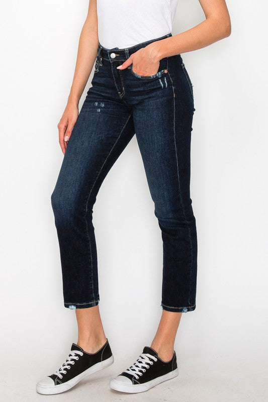 Plus Size- High Rise Skinny Straight Jeans