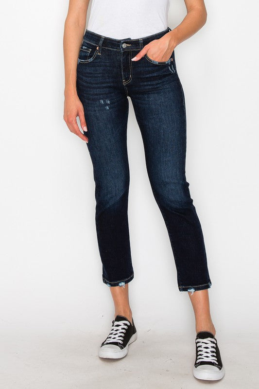 Plus Size- High Rise Skinny Straight Jeans