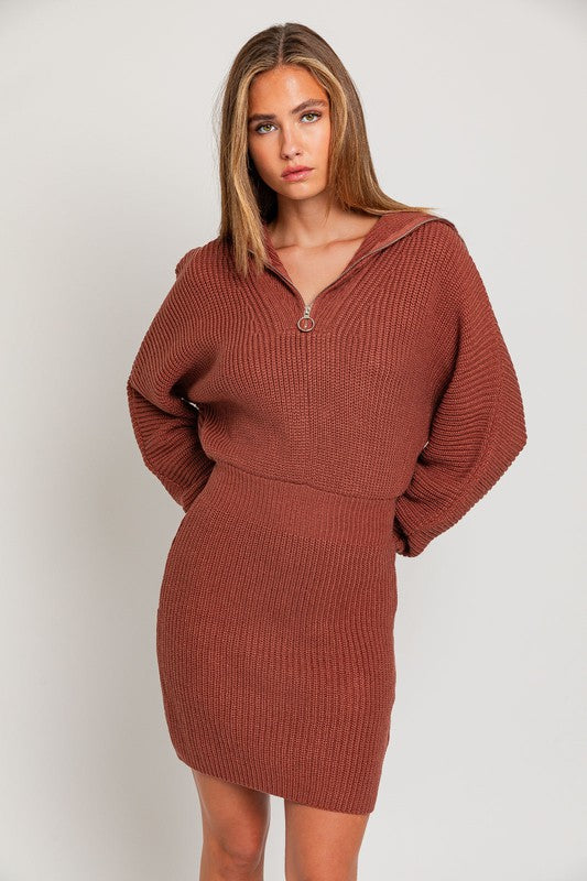 1/4 Zip Front Sweater Dress