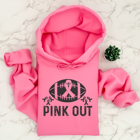Pink Out Football Breast Cancer Pink Ribbon Hoodie