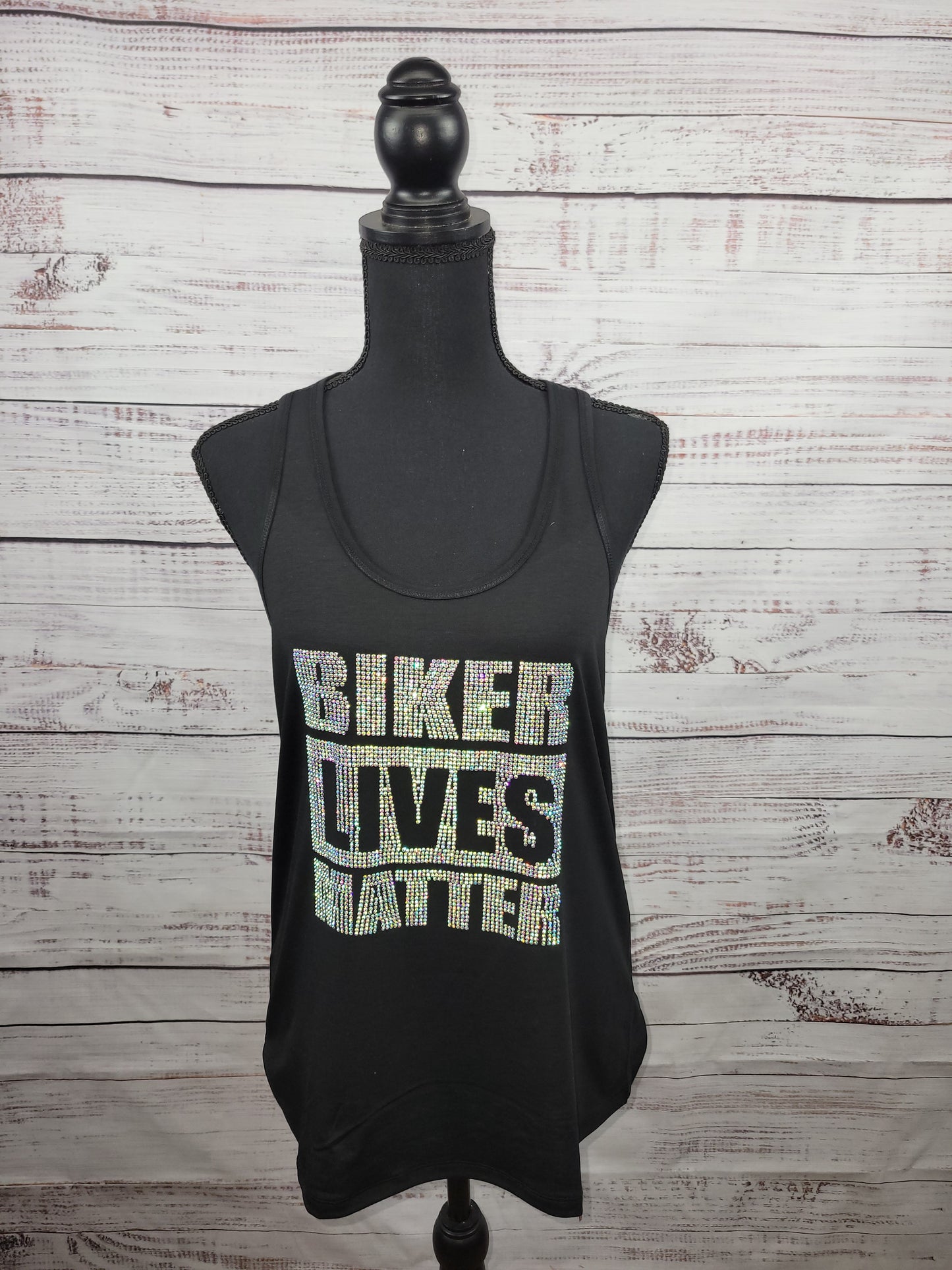Biker Lives Matter Rhinestone Racerback Tank Top