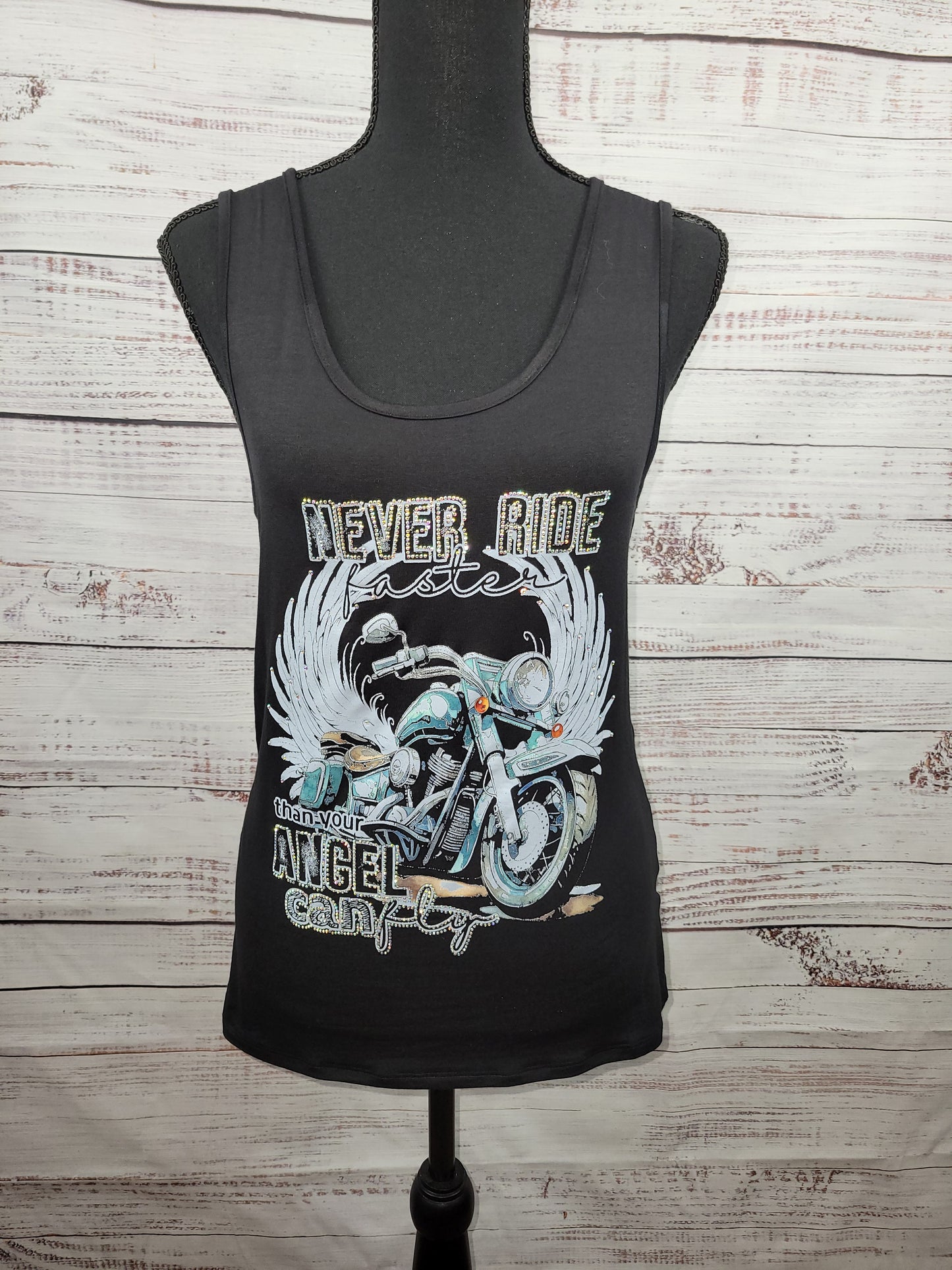 Never Ride Faster Than Your Angel Can Fly Tank Top
