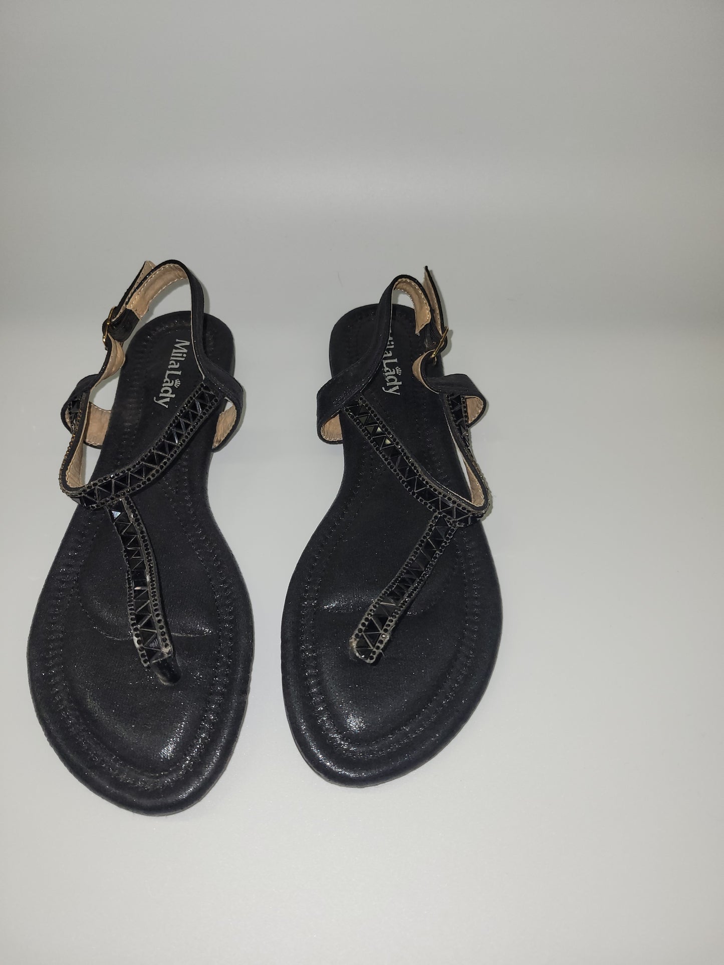 Black Mila Lady Rhinestone Sandals