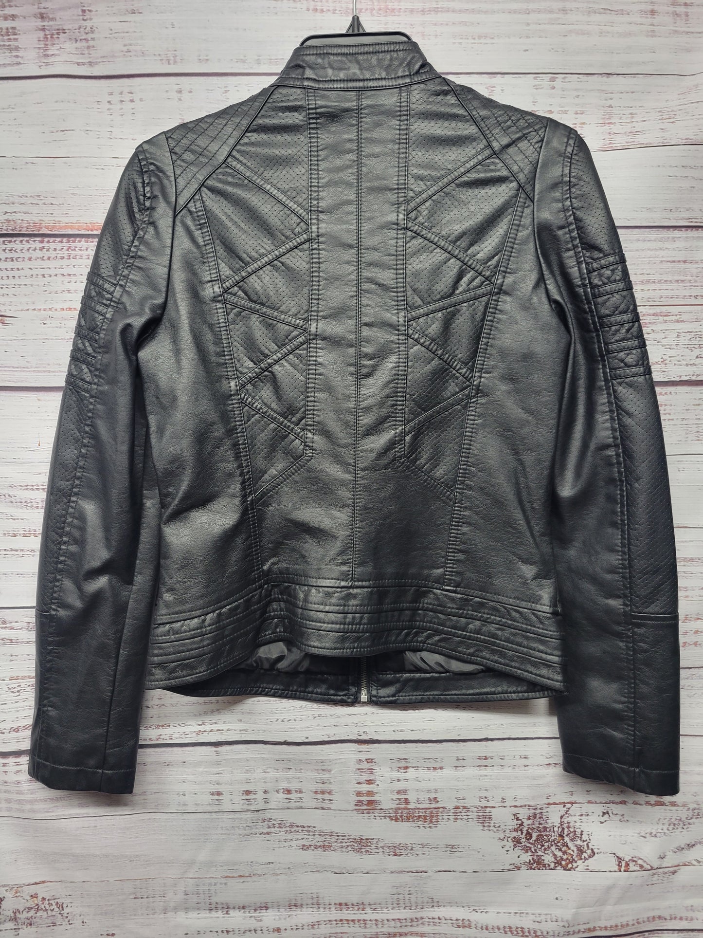 Faux Leather Zip Up Moto Biker Jacket