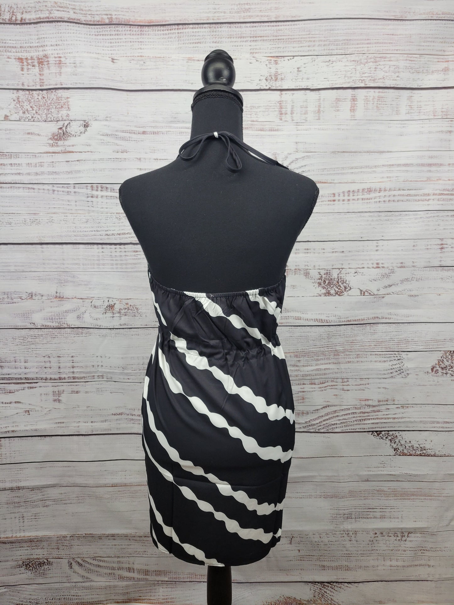 Striped Print Drawstring Casual Dress