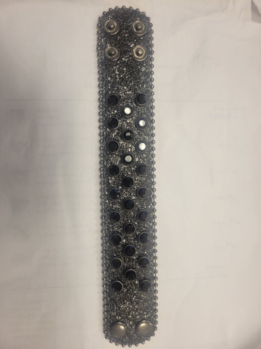 Big Black Crystal Rhinestone Leather Bracelet