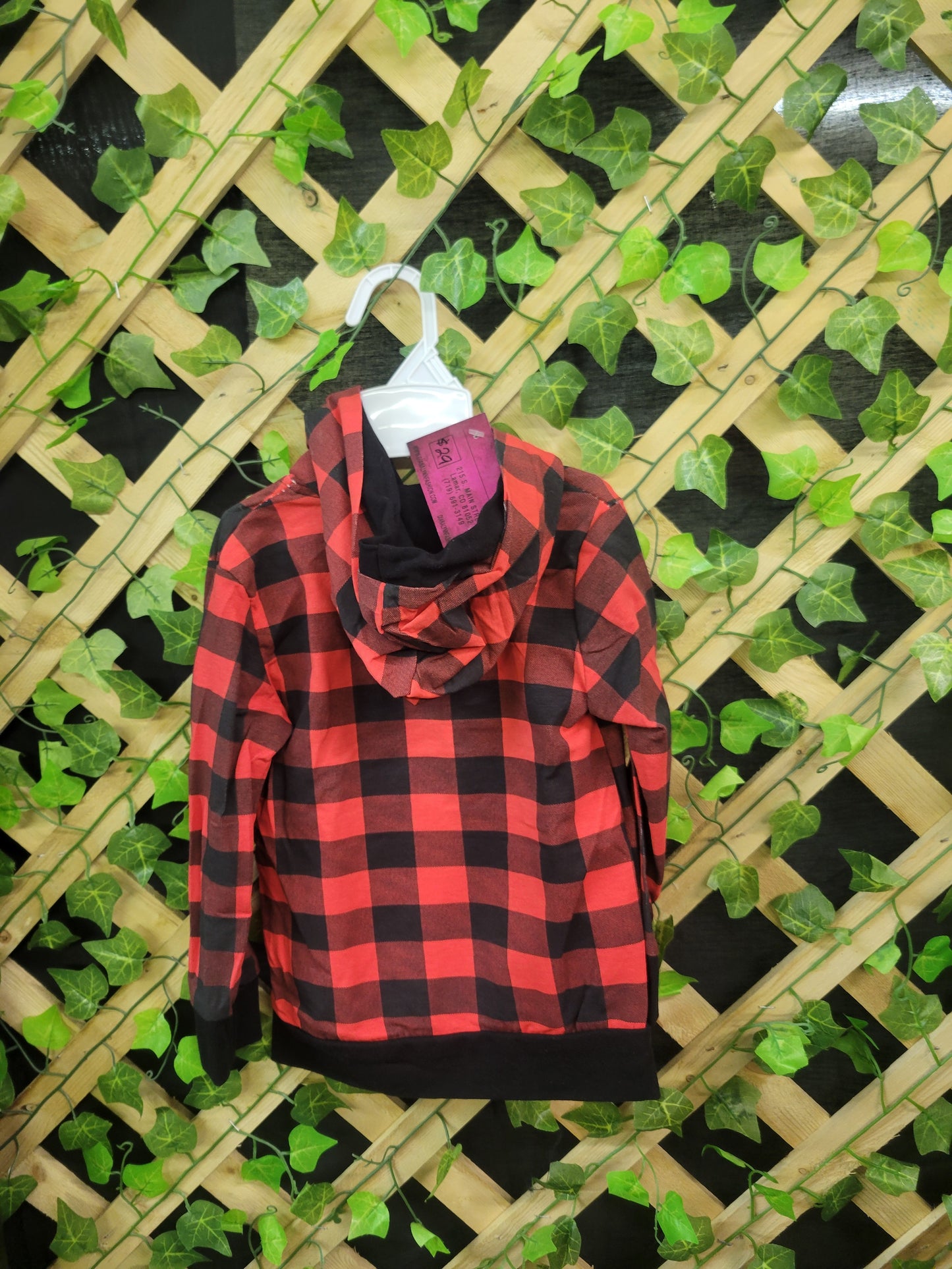 Children Buffalo Plaid Sequin Reindeer Hooded Pullover