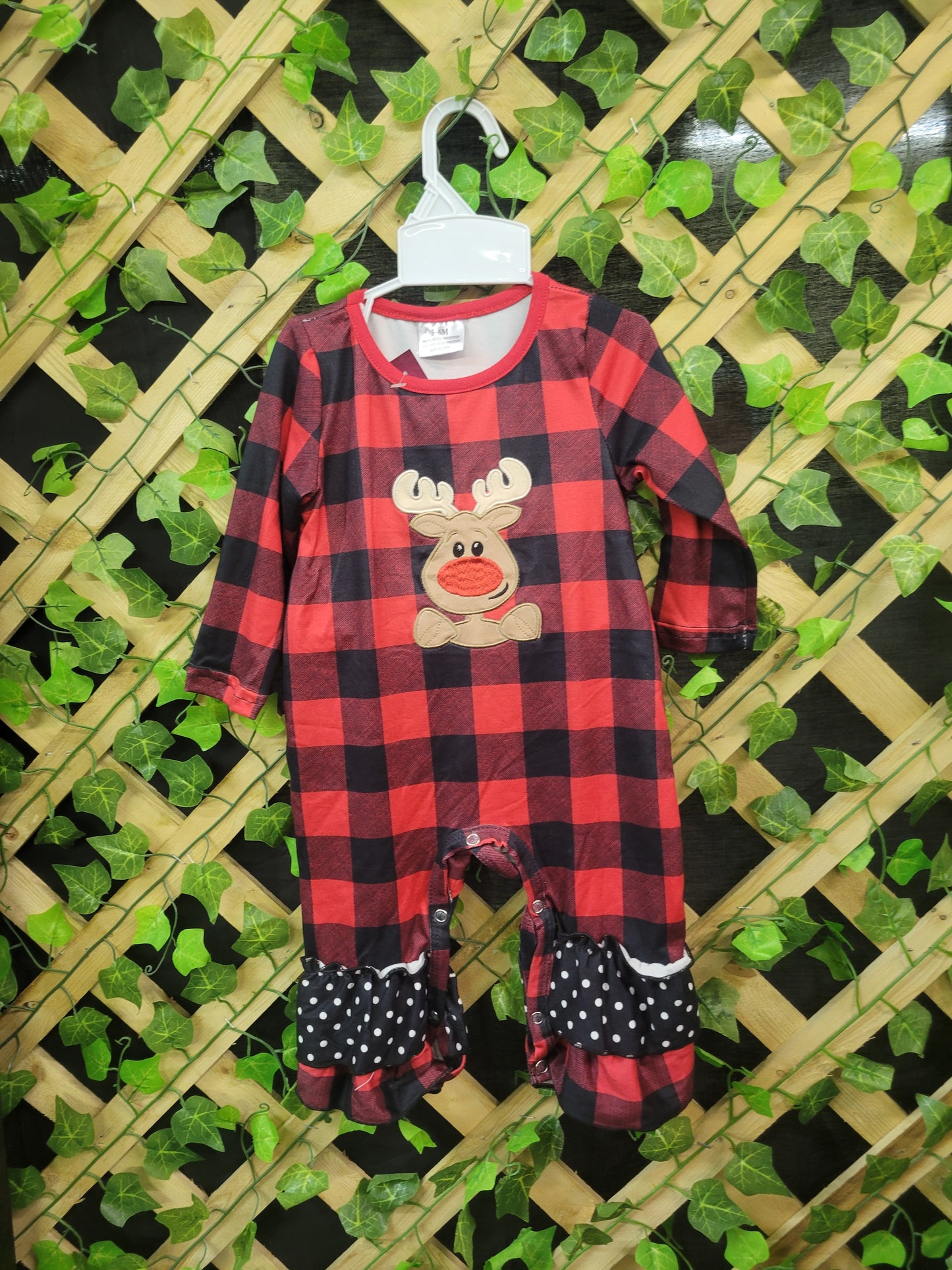 Buffalo Plaid Reindeer Child Onesie