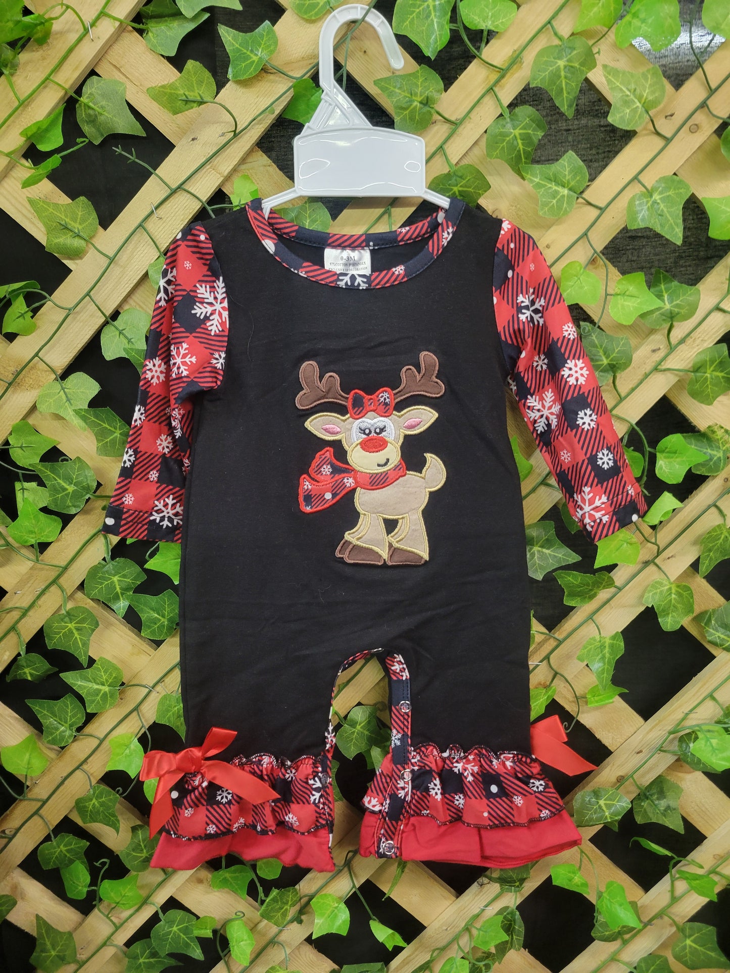 Buffalo Plaid Reindeer Child Onesie