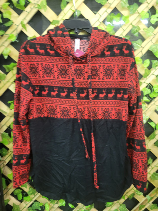 Reindeer Print Hooded Sweater