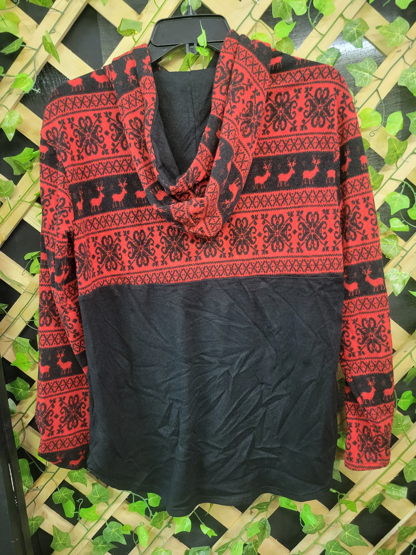 Reindeer Print Hooded Sweater