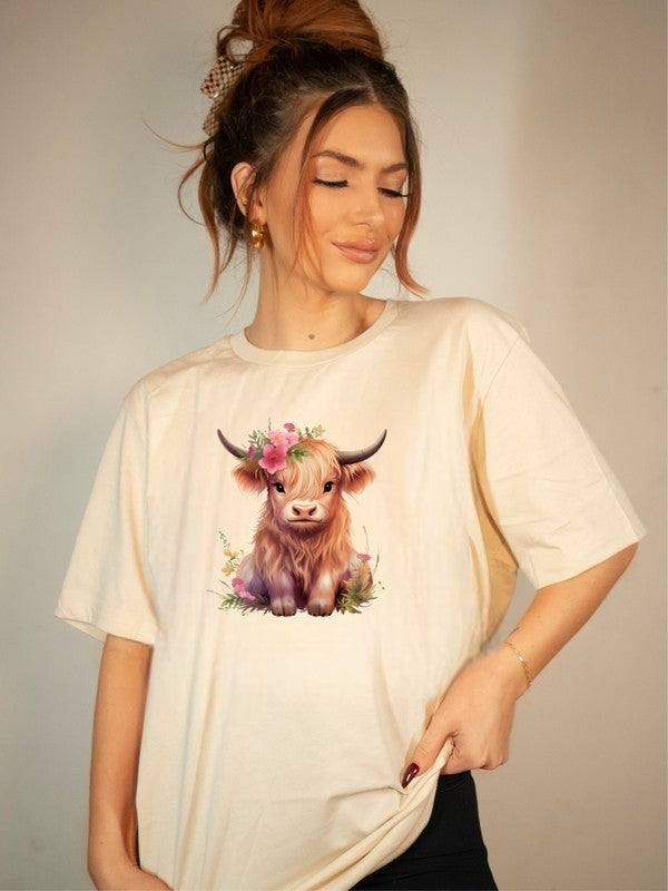 PINK Baby Highland Cow Graphic Tee