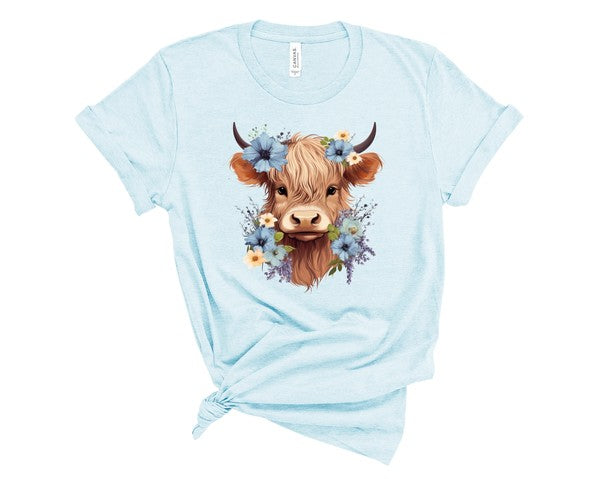 BLUE Baby Highland Cow Graphic Tee