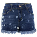 Star-Spangled Frayed Hem Denim Shorts