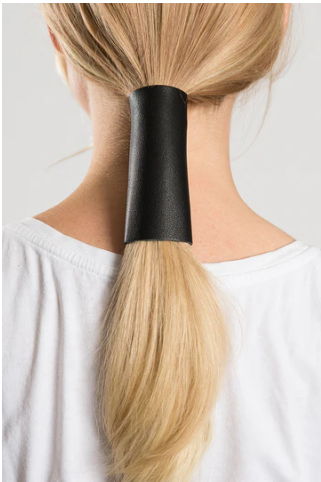 4in Solid Black Leather Hair Glove