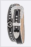 Rhinestone Studded Heart Leather Belt