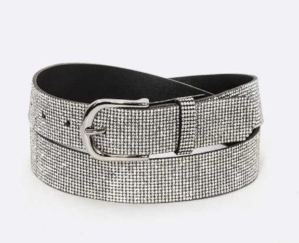 Rhinestone Leather Belt