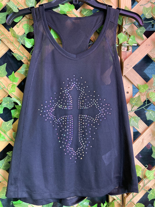 Dare Me Wear Cross Back Tank Top Rhinestone Cross