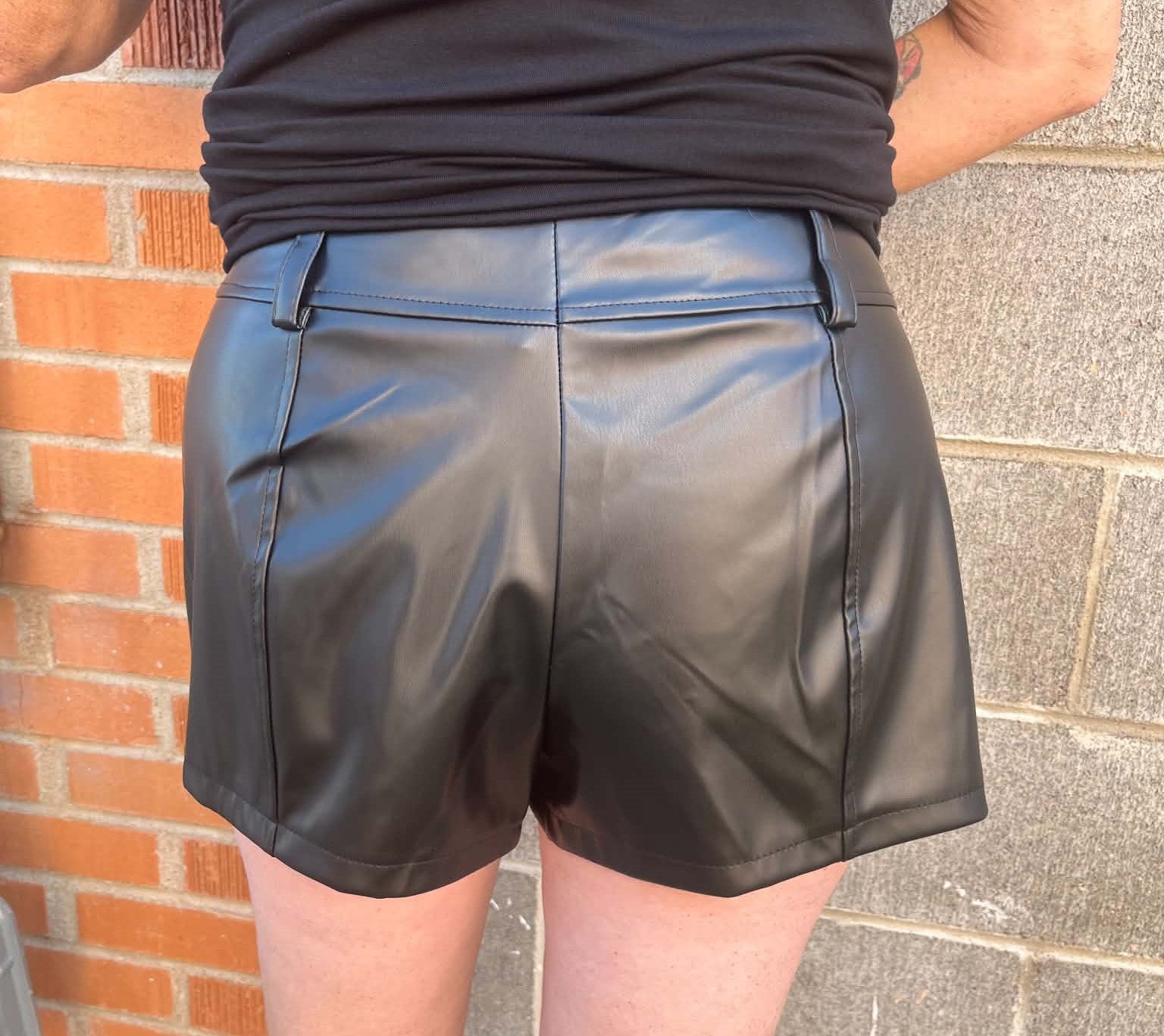 Onyx Zip Faux Leather Shorts