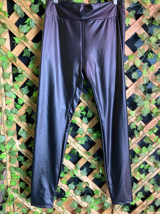 Zipper Crotch Leather Leggings