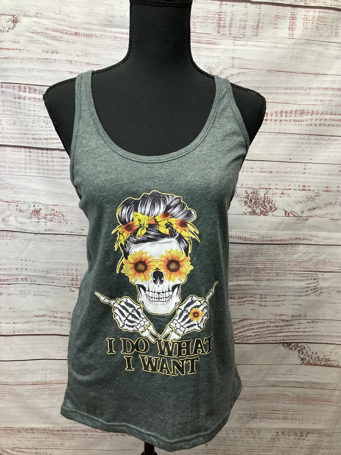 "I DO WHAT I WANT" Racerback Tank Top In Gray