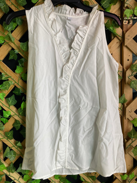 White Ruffle Sleeveless Dress Top