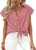 Ruby Gingham Tie-Front Blouse