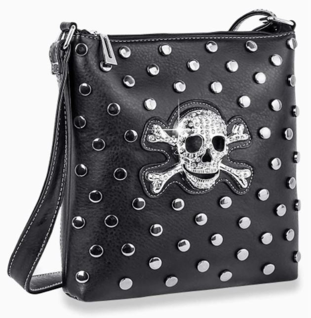 Handbag Express Skull Design Studded Crossbody Bag