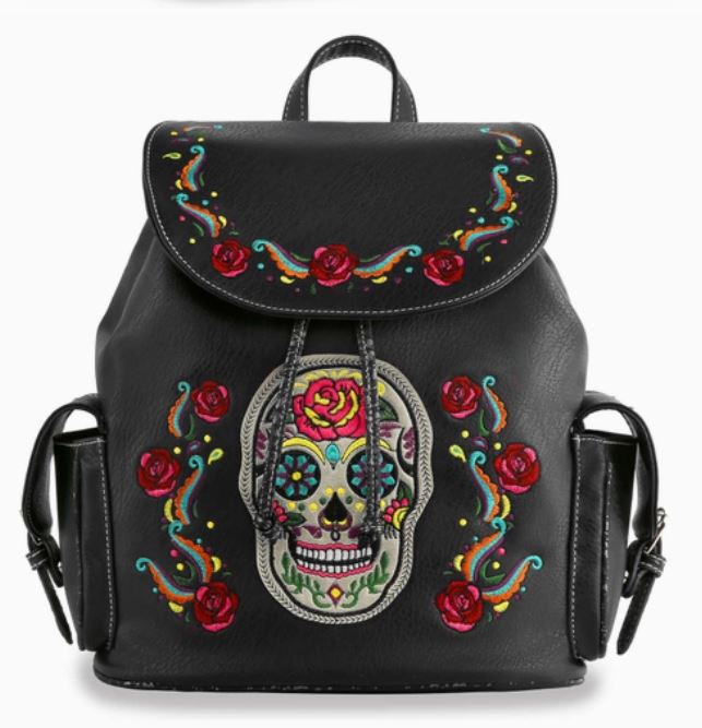 Handbag Express Sugar Skull Embroidered Fashion Backpack